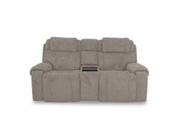 World of Leather - Hollywood Fabric 2 Seater Power Recliner Media Sofa with Power Headrests and Storage Arms - Silver