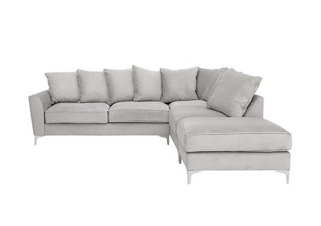 Legend Scatter Back Fabric Right Hand Facing Corner Sofa with Chrome Feet - Kingston Silver