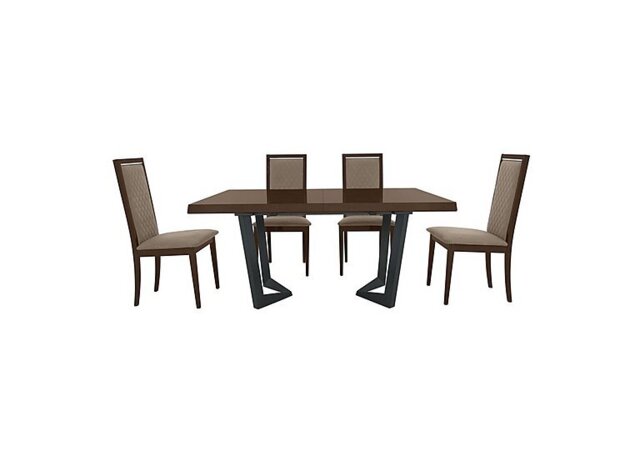 Palazzo 200cm Extending Dining Table in Dark Walnut with 4 Rombi Chairs - Aquos Taupe