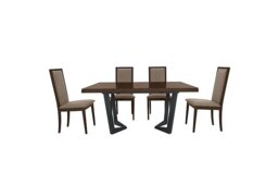 Palazzo 200cm Extending Dining Table in Dark Walnut with 4 Rombi Chairs - Aquos Taupe