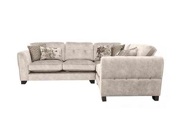Mariah Small Fabric Classic Back Right Hand Facing Corner Sofa with Brass Insert - Dapple Cream with Brass Insert