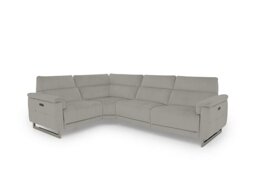 Moet Fabric Power Recliner Left Hand Facing Corner Sofa with Telescopic Headrests - Opulence Silver