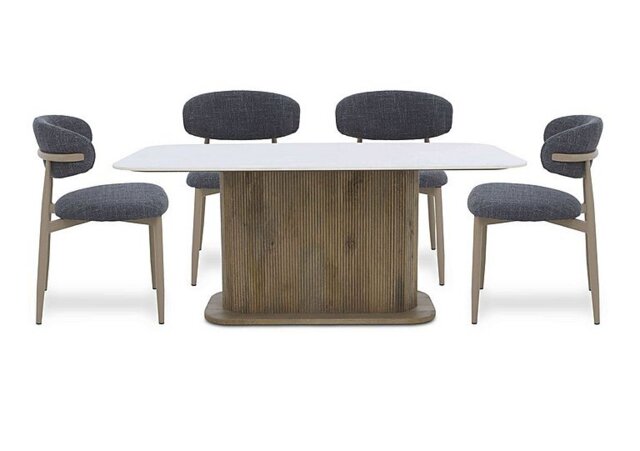 Aimar Rectangular Dining Table and 4 Open Back Chairs - Dark Grey