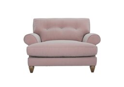 The Lounge Co. - Bronwyn Fabric Classic Back Snuggler - Cotton Candy with Vintage Oak Feet