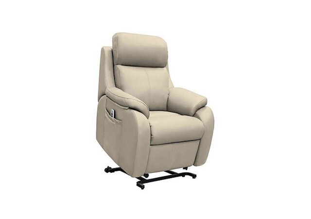 G Plan - Kingsbury Small Leather Lift and Rise Chair - Oxford Mushroom
