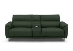 Moet 3 Seater Leather Power Recliner Sofa with Telescopic Headrests and Smart Console - Oslo Pine