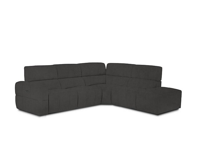 Cube Fabric Power Recliner Right Hand Facing Chaise End Sofa with Power Headrest - Opulence Granite