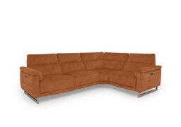 Moet Fabric Power Recliner Right Hand Facing Corner Sofa with Telescopic Headrests - Dexter Pumpkin
