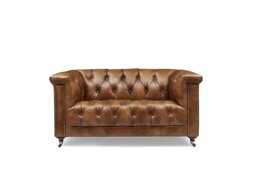 At The Helm - Wallace 2 Seater Leather Chesterfield Sofa - Saddle