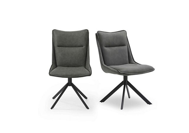 Catalina Pair of Swivel Dining Chairs - Dark Grey