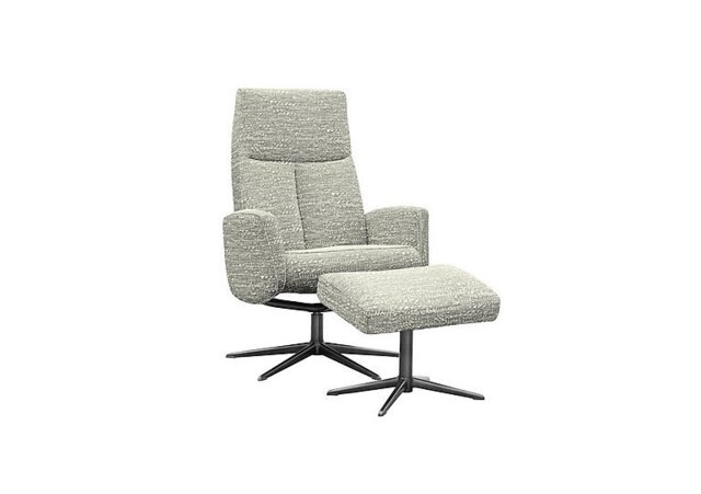 G Plan - Vaasa Fabric Swivel Recliner Chair and Footstool with Black Base