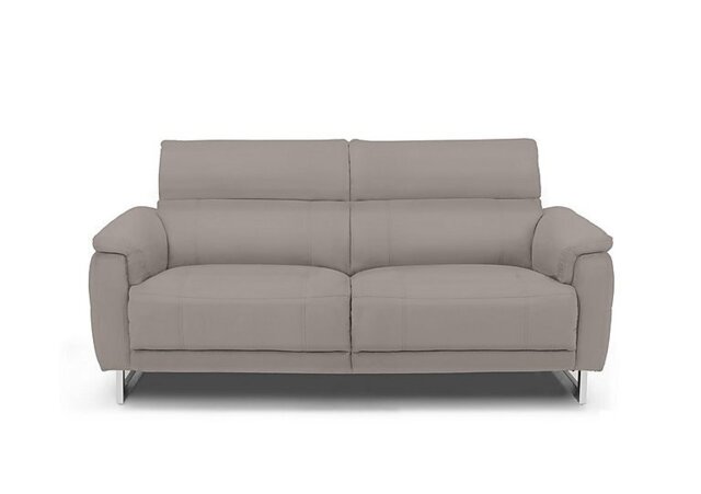 Moet 3 Seater Leather Power Recliner Sofa with Telescopic Headrests - Lead Grey