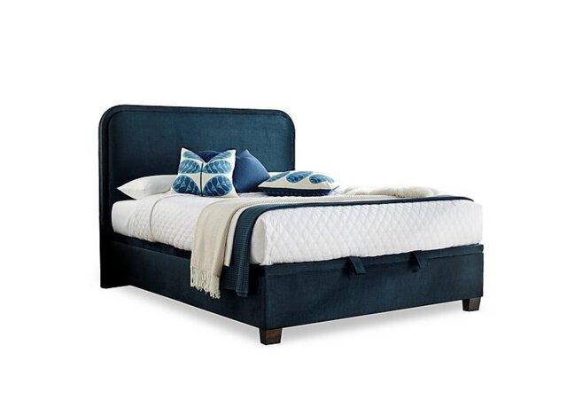 Nessie End Lift Ottoman Bed Frame - Double - Blue Velvet