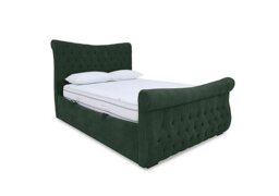 Sleep Story - Lance Left Hand Side Opening Ottoman Bed Frame - King Size - Plush Emerald - Bedroom Furniture