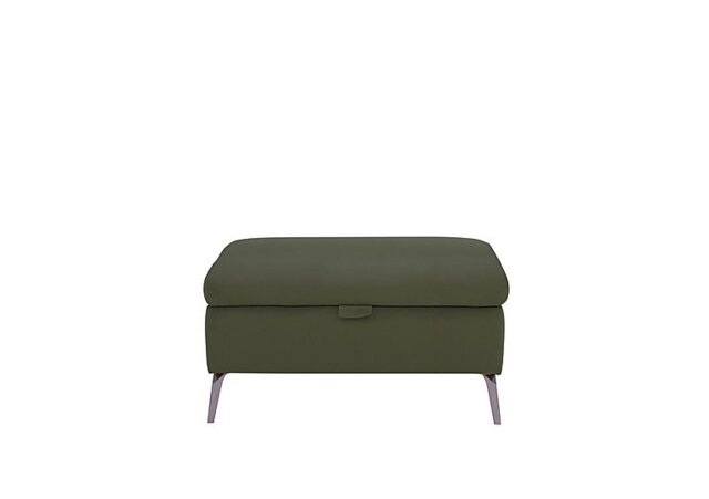 Jude Leather Storage Footstool - Oslo Pine