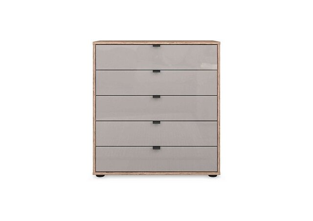 Wiemann - Hong Kong 80cm 5 Drawer Chest with Glass Drawers - Pebble Grey