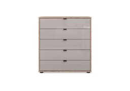 Wiemann - Hong Kong 80cm 5 Drawer Chest with Glass Drawers - Pebble Grey