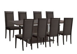 Venezia 160 cm Extending Dining Table and 8 Panelled Faux Leather Chairs Set - Walnut
