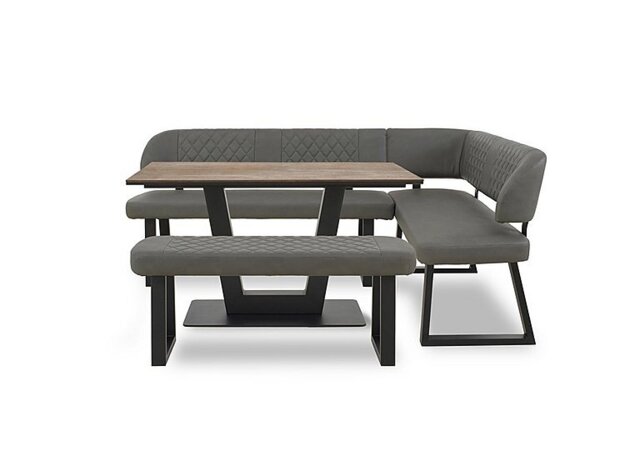 Venus Dining Table, Right Hand Facing Corner Bench and Low Bench - Grey