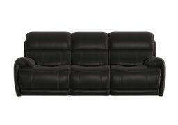 World of Leather - Link 3 Seater NC Leather Power Recliner Sofa with Power Headrests - Black