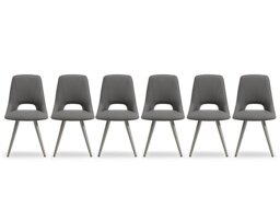 Matera Set of 6 Faux Leather Dining Chairs with Taupe Legs - Anthracite