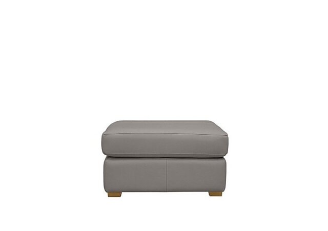 G Plan - Seattle Leather Storage Footstool with Wooden Feet - Cambridge Grey Ok