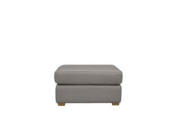 G Plan - Seattle Leather Storage Footstool with Wooden Feet - Cambridge Grey Ok