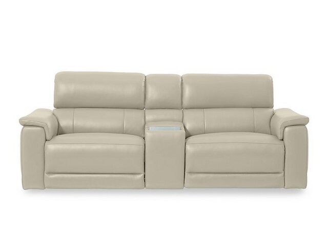 Genius Leather 3 Seater Power Recliner Media Sofa with Power Headrests, Power Lumbar and Heated Seats