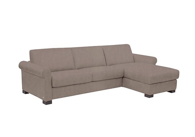 Nicoletti - Alcova 3 Seater Right Hand Facing Fabric Sofa Bed and Storage Chaise with Scroll Arms - Flambe Tortora