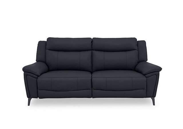 Panache Leather 3 Seater Power Recliner Sofa - Navy