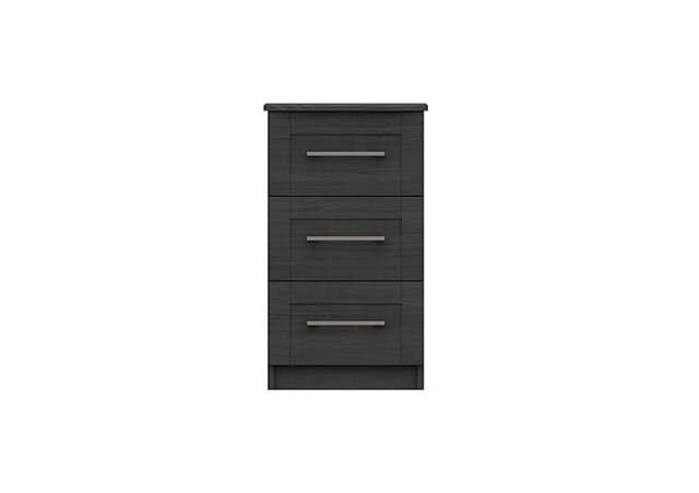 London Bedrooms - Fenchurch 3 Drawer Bedside Chest - Graphite - Bedroom Furniture - In Time for Christmas