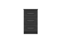 London Bedrooms - Fenchurch 3 Drawer Bedside Chest - Graphite - Bedroom Furniture - In Time for Christmas