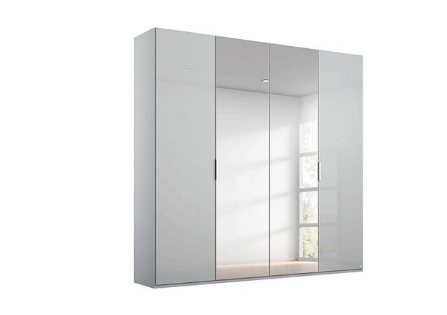 Rauch - Formes 4 Door Hinged Wardrobe with 2 Glass Doors and 2 Mirrored Doors - Silk Grey/Silk Grey Front