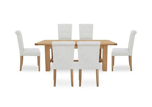Furnitureland - Augusta Large Rectangular Extending Dining Table and 6 Roll Back Upholstered Chairs