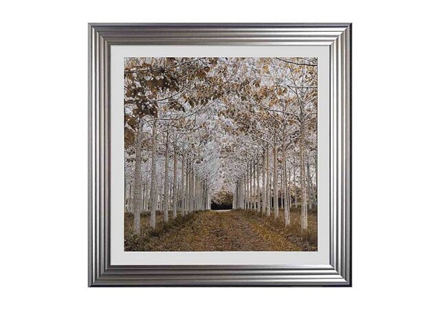 Gold Winter Walk Framed Square Wall Art