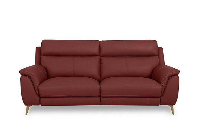 World of Leather - Eclipse Leather 3 Seater Power Recliner Sofa with Power Headrests - Deep Red