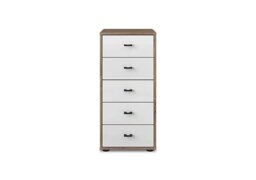 Wiemann - Dallas 40cm 5 Drawer Glass Chest - Bianco Oak and White