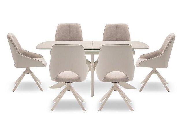 Tino Pop-up Extending Dining Table and 6 Two Tone Swivel Chairs - 179-cm