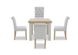 Lewis Small Draw Leaf Extending Dining Table and 4 Button Back Chairs