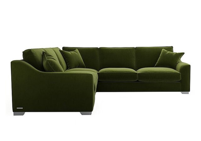 The Lounge Co. - Isobel Large Fabric Corner Fibre Fill Sofa - Woodland Moss with Chrome Feet - Sofas and Armchairs - In Time for Christmas