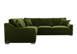 The Lounge Co. - Isobel Large Fabric Corner Fibre Fill Sofa - Woodland Moss with Chrome Feet