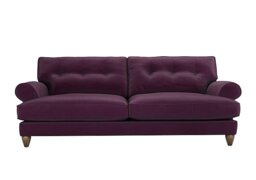 The Lounge Co. - Bronwyn 4 Seater Fabric Classic Back Foam Fill Sofa with Vintage Oak Feet - Frosted Grape