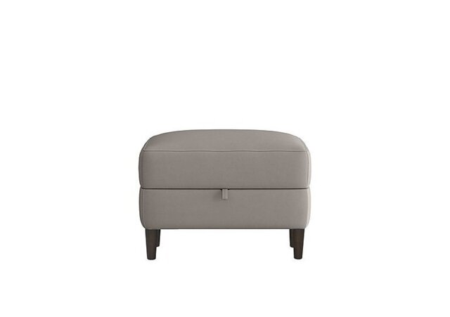 World of Leather - Uno Leather Storage Footstool - Silver Grey
