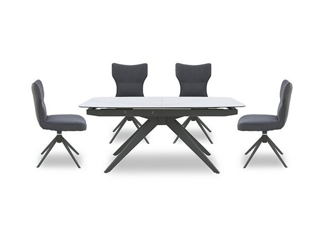 Carrera 180cm Pop Up Extending Dining Table and 4 Swivel Chairs - 180-cm
