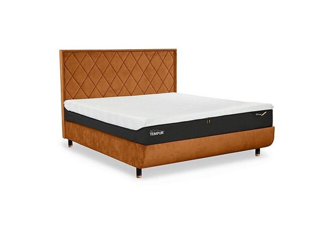 TEMPUR - Arc Disc Bed Frame with Quilted Headboard - King Size with Oak Feet