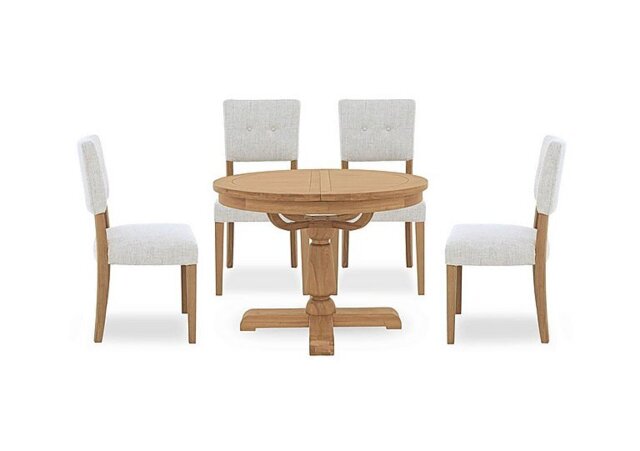 Furnitureland - Augusta Round Extending Dining Table and 4 Open Back Upholstered Chairs
