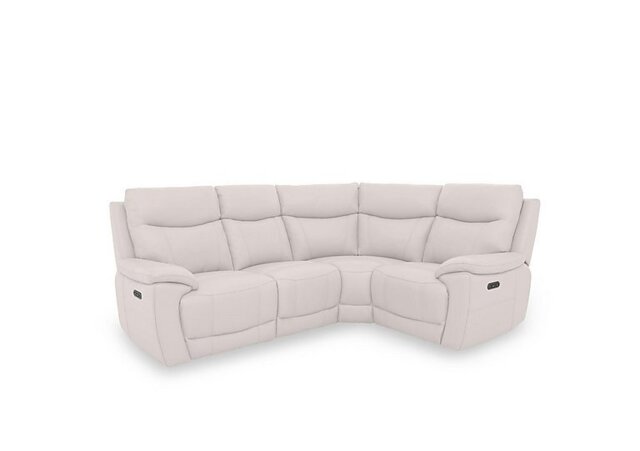 Sloane Leather Small Power Recliner Right Hand Facing Corner Sofa with Power Headrests - Cotton - Sofas and Armchairs - In Time for Christmas