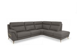 World of Leather - Eclipse Leather Power Recliner Right Hand Facing Corner Sofa with Power Headrests and Chaise End Storage - Elephant