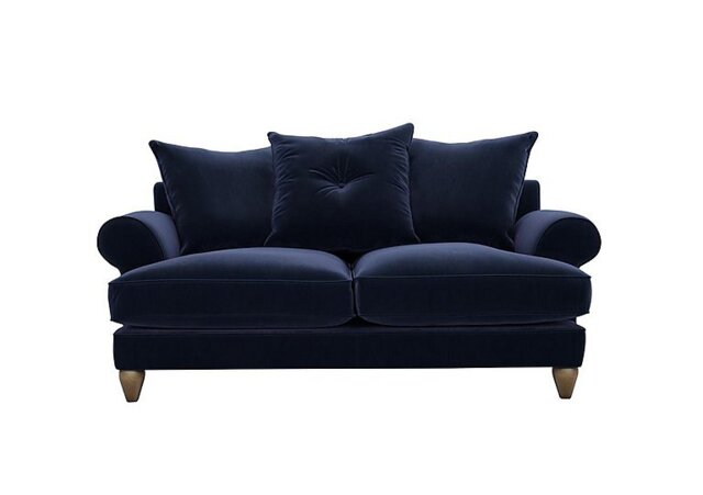 The Lounge Co. - Bronwyn 2.5 Seater Fabric Scatter Back Fibre Fill Sofa With Walnut Feet - Midnight Indigo