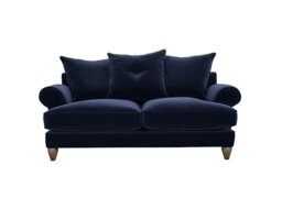The Lounge Co. - Bronwyn 2.5 Seater Fabric Scatter Back Fibre Fill Sofa With Walnut Feet - Midnight Indigo